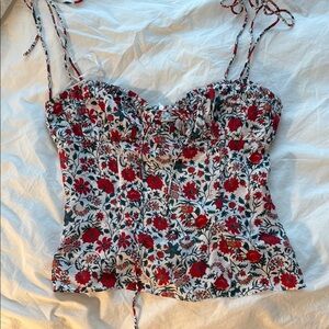 Realisation Par Red and White Bustier Camisole Top